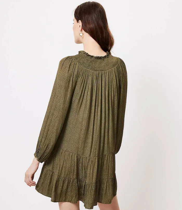 LOFT Smocked Yoke Swing Dress Fresh Ivy Women Swing Dresses