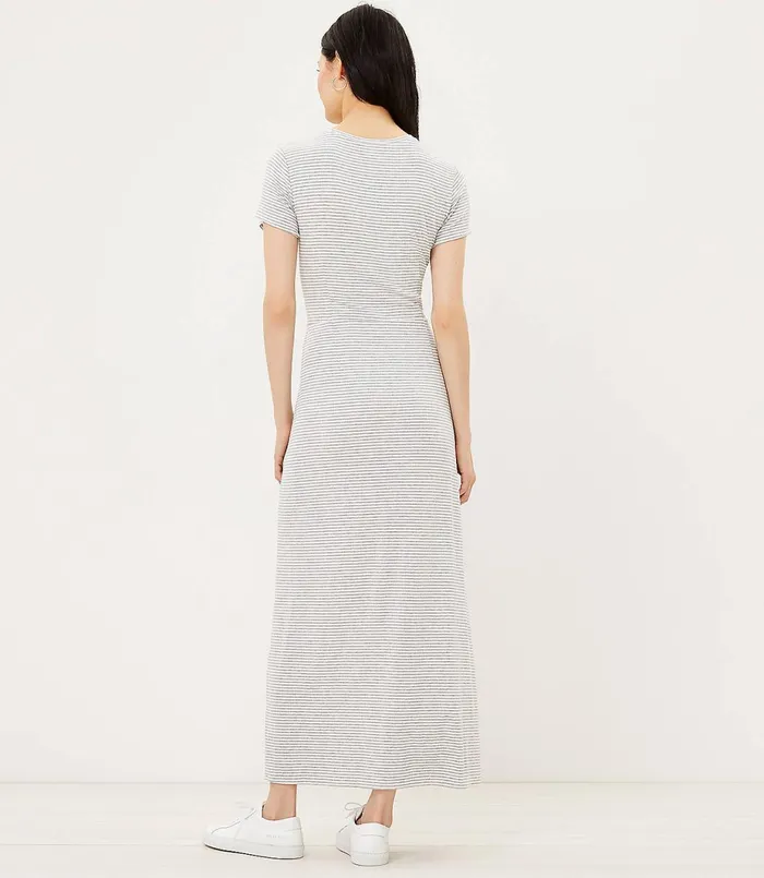 LOFT Striped Twist Maxi Dress Whisper White Women Midi and Maxi