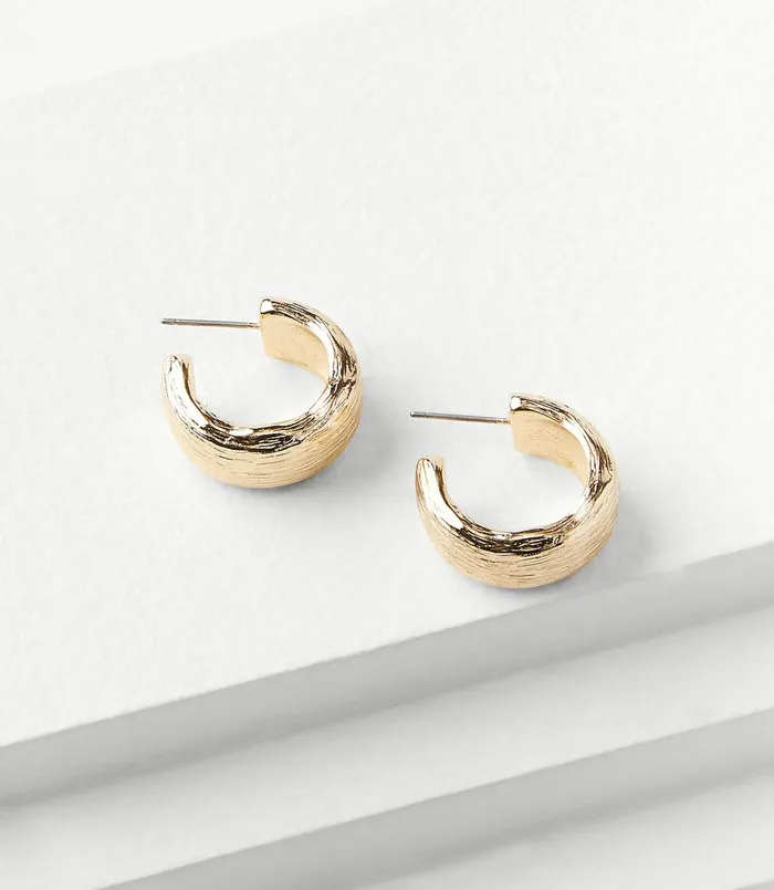 LOFT Textured Hoop Earrings Gold Women Jewelry