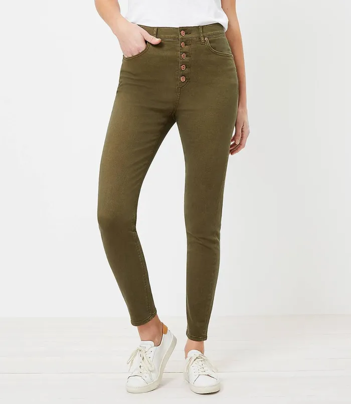 LOFT The High Waist Button Front Skinny Jean In Vintage Olive Vintage Olive Women Jeans