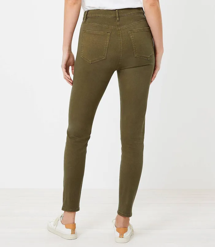 LOFT The High Waist Button Front Skinny Jean In Vintage Olive Vintage Olive Women Jeans