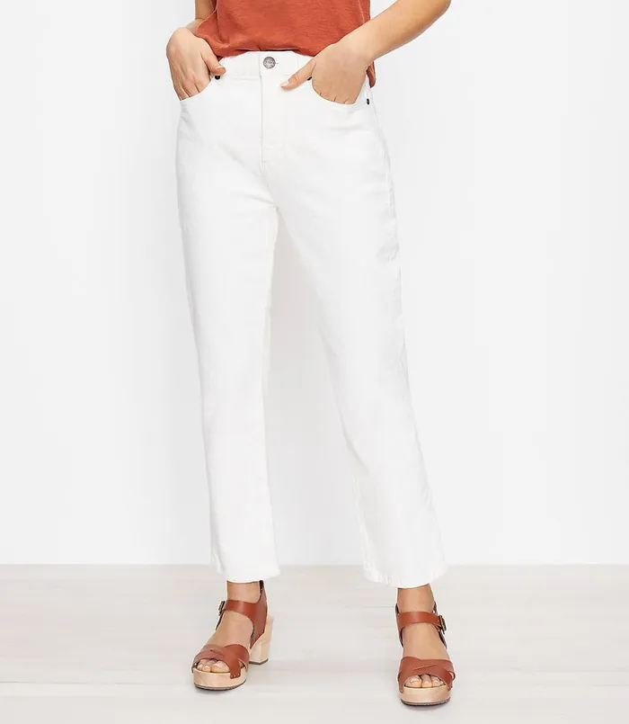 LOFT The High Waist Straight Crop Jean In Natural White Natural White Women Jeans LOFT The High Waist Straight Crop Jean In Natural White Natural White Women Jeans