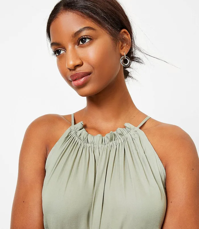 LOFT Tiered Halter Cami Sundried Vine Women Tops