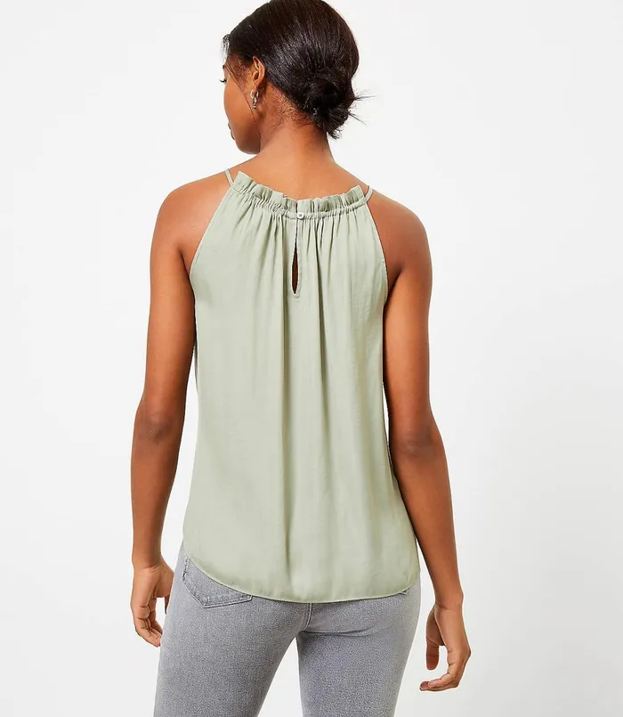 LOFT Tiered Halter Cami Sundried Vine Women Tops