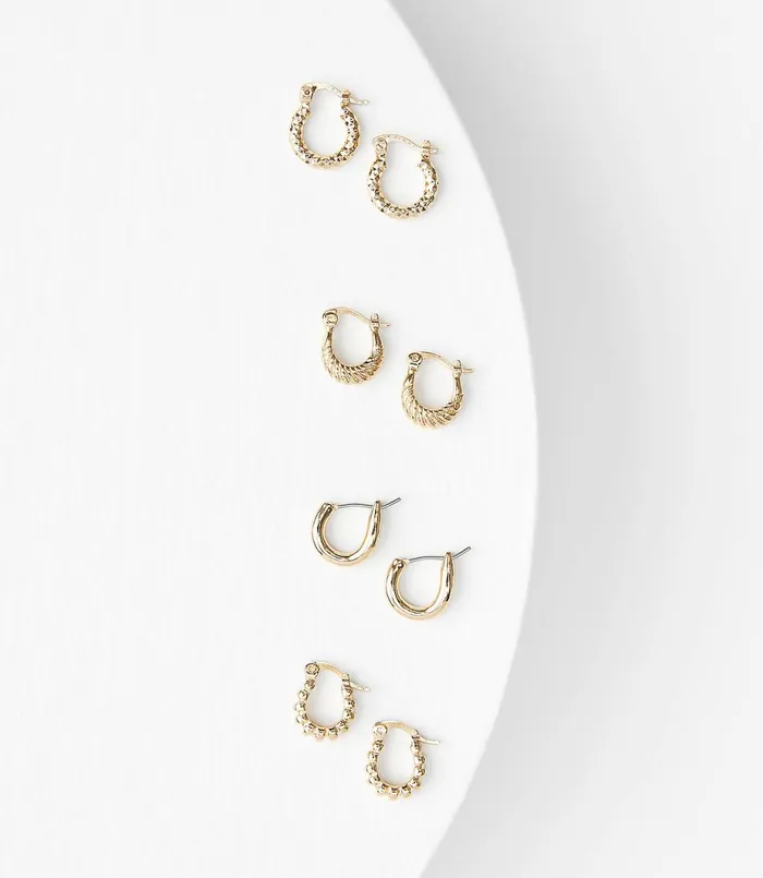 LOFT Twist Huggie Earring Set Gold Women Jewelry