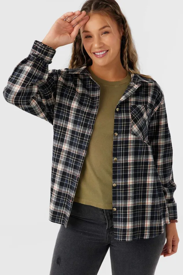 LOGAN FLANNEL RELAXED FIT SHIRT Cedar Wood Women O039NEILL Clothing
