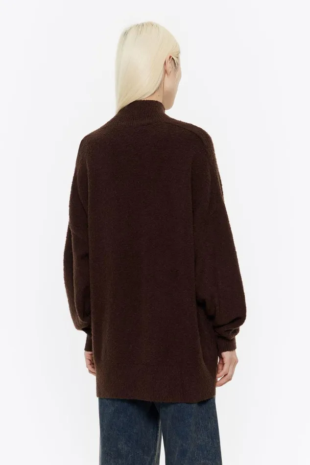 Long Dark Brown Cotton Sweater Dark Brown Women Bimba Y Lola Knitwear Long Dark Brown Cotton Sweater Dark Brown Women Bimba Y Lola Knitwear