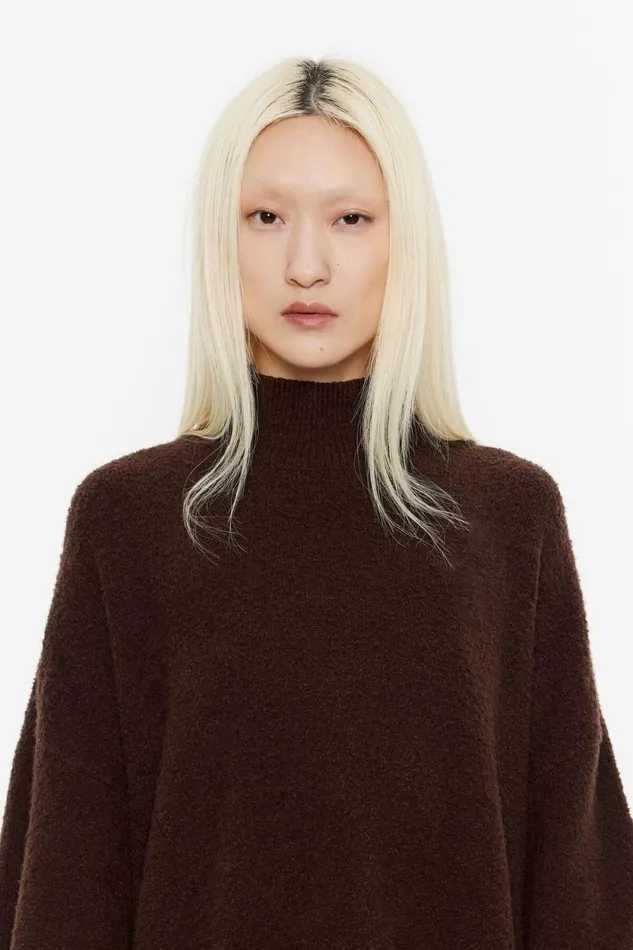 Long Dark Brown Cotton Sweater Dark Brown Women Bimba Y Lola Knitwear Long Dark Brown Cotton Sweater Dark Brown Women Bimba Y Lola Knitwear