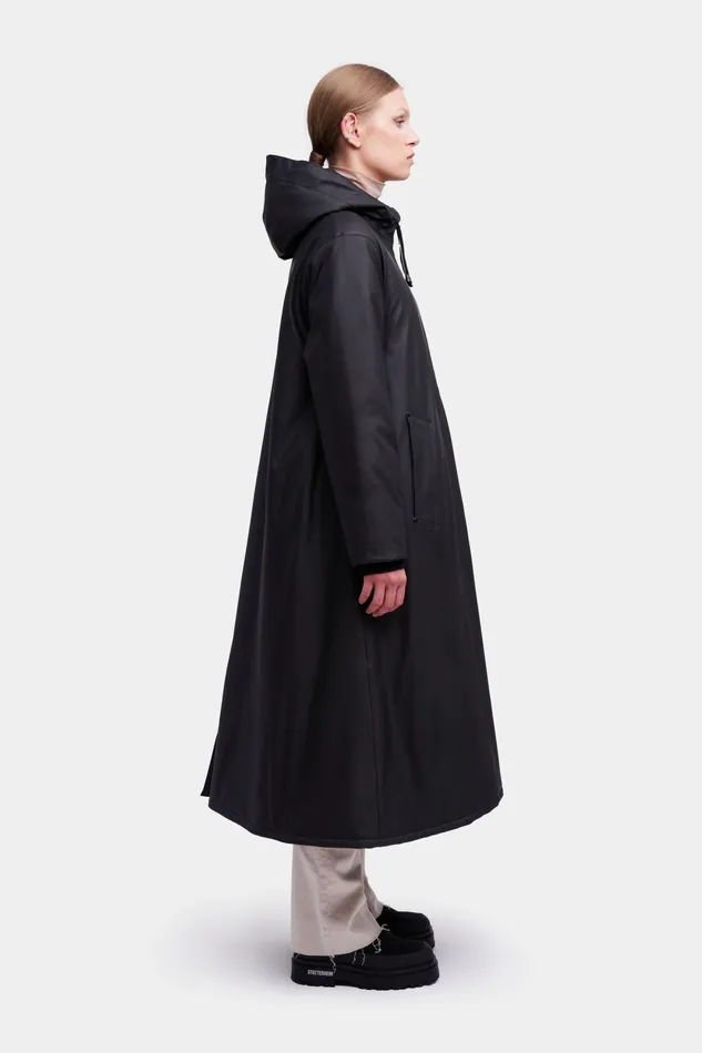 Long Raincoats Women Stutterheim Mosebacke Long Winter Jacket Black