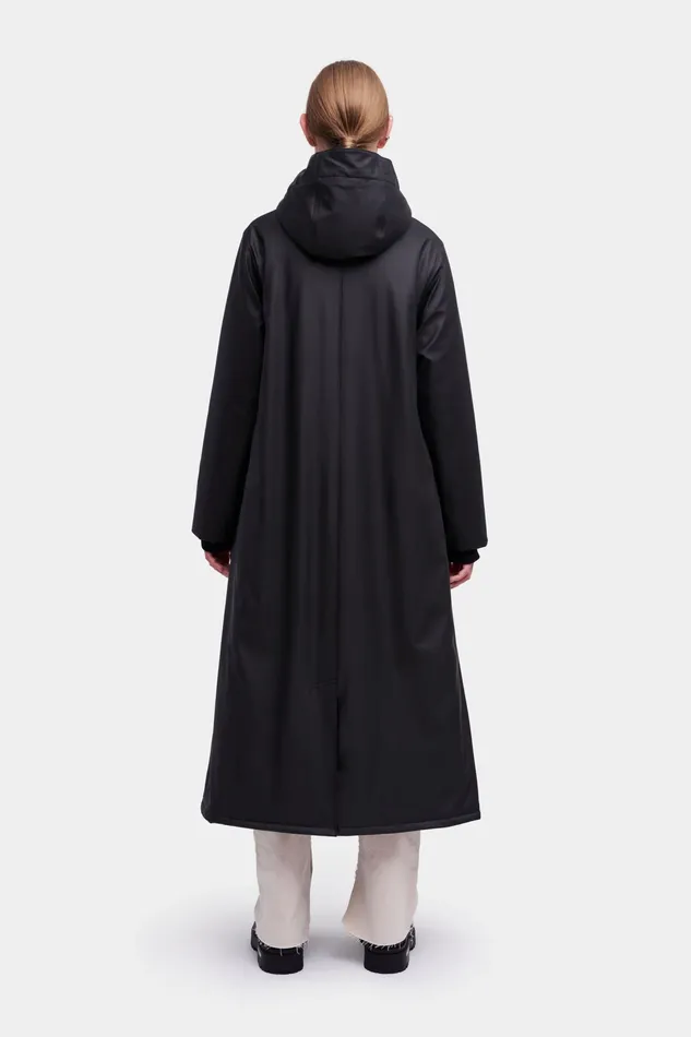 Long Raincoats Women Stutterheim Mosebacke Long Winter Jacket Black