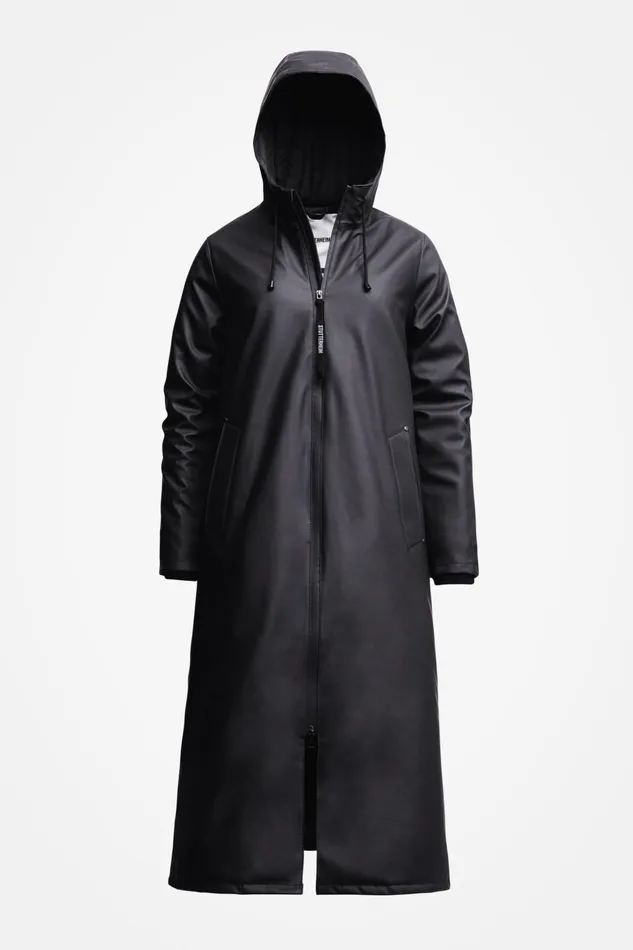 Long Raincoats Women Stutterheim Mosebacke Long Winter Jacket Black