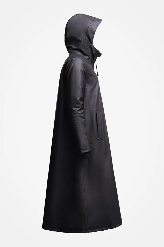 Long Raincoats Women Stutterheim Mosebacke Long Winter Jacket Black