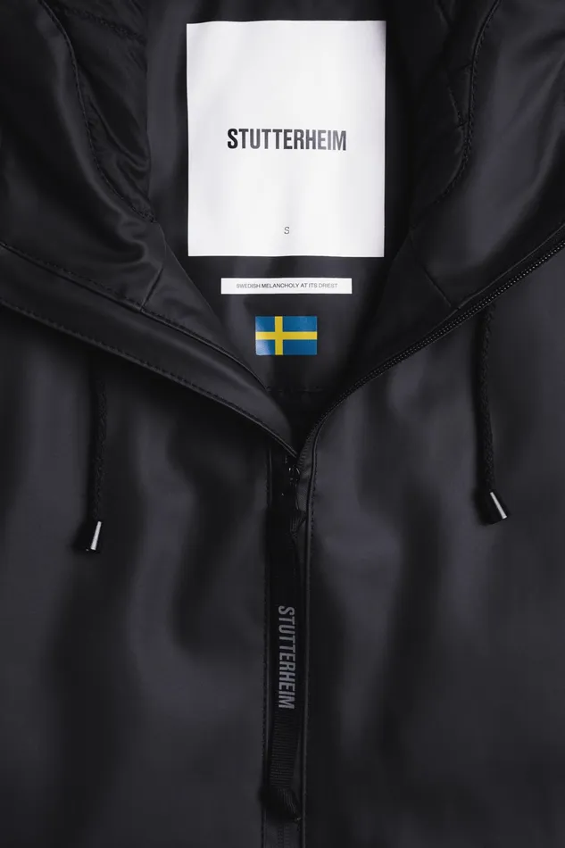 Long Raincoats Women Stutterheim Mosebacke Long Winter Jacket Black