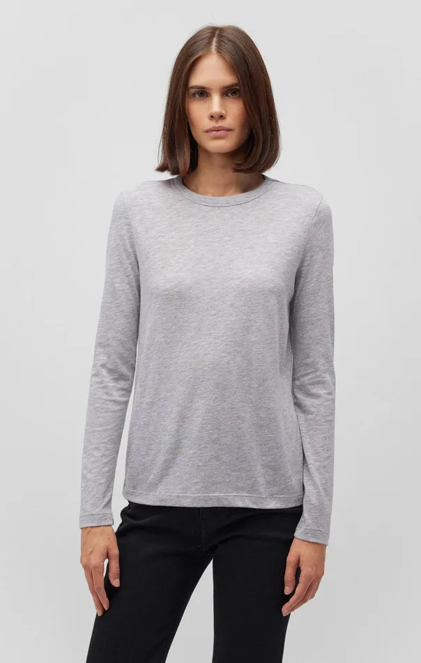 Long Sleeve Crew Neck TShirt In Snow Grey Melange Women Mavi Jeans Tops and TShirts Long Sleeve Crew Neck TShirt In Snow Grey Melange Women Mavi Jeans Tops and TShirts