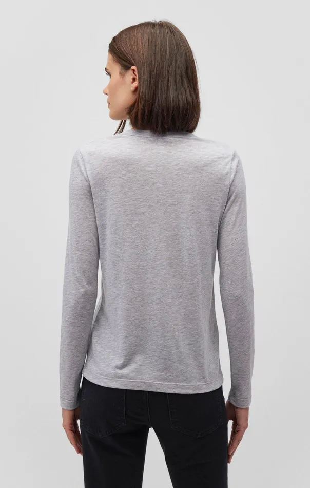 Long Sleeve Crew Neck TShirt In Snow Grey Melange Women Mavi Jeans Tops and TShirts Long Sleeve Crew Neck TShirt In Snow Grey Melange Women Mavi Jeans Tops and TShirts