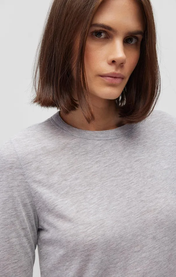 Long Sleeve Crew Neck TShirt In Snow Grey Melange Women Mavi Jeans Tops and TShirts Long Sleeve Crew Neck TShirt In Snow Grey Melange Women Mavi Jeans Tops and TShirts