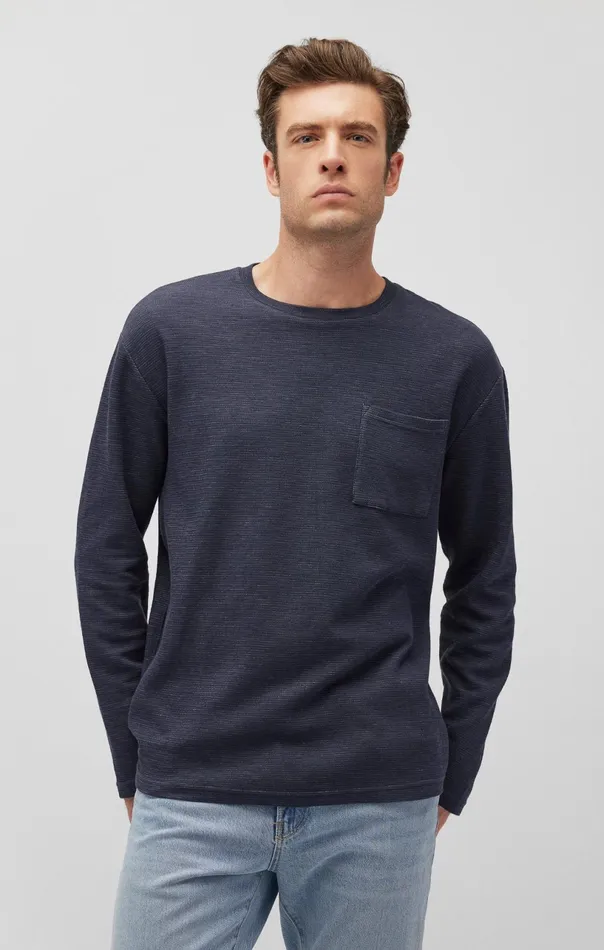Long Sleeve Pocket TShirt In Collegiate Blue Men Mavi Jeans TShirts
