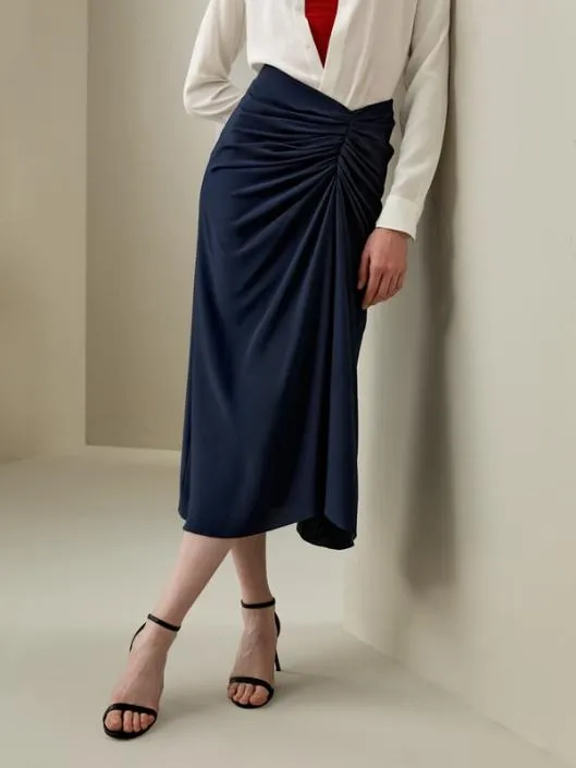 Luxury Tucked Drape Silk Split Maxi Skirt With Pleating Essential Skirt For Any Occasion Women Lilysilk Bottoms
