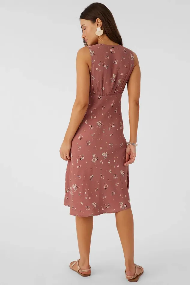 LYNN VENUS DITSY MIDI DRESS Burlwood Women O039NEILL Clothing