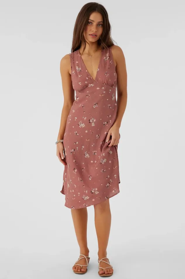 LYNN VENUS DITSY MIDI DRESS Burlwood Women O039NEILL Clothing