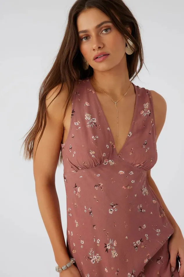 LYNN VENUS DITSY MIDI DRESS Burlwood Women O039NEILL Clothing