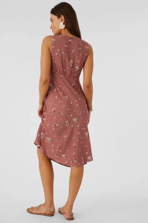 LYNN VENUS DITSY MIDI DRESS Burlwood Women O039NEILL Clothing