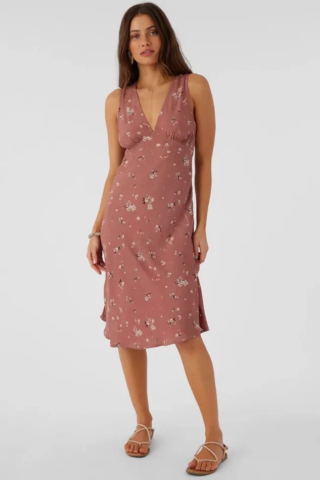 LYNN VENUS DITSY MIDI DRESS Burlwood Women O039NEILL Clothing
