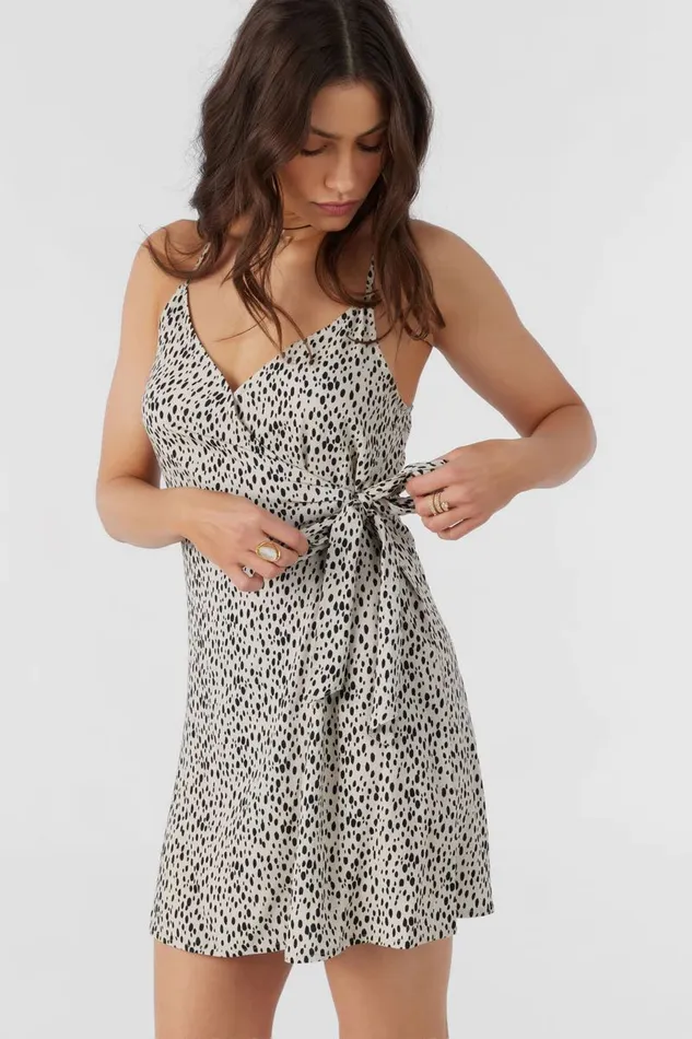 MARLO DREA ANIMAL WRAP DRESS Black Women O039NEILL Clothing