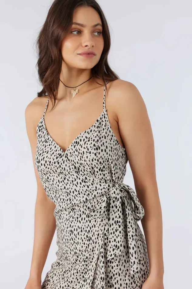 MARLO DREA ANIMAL WRAP DRESS Black Women O039NEILL Clothing