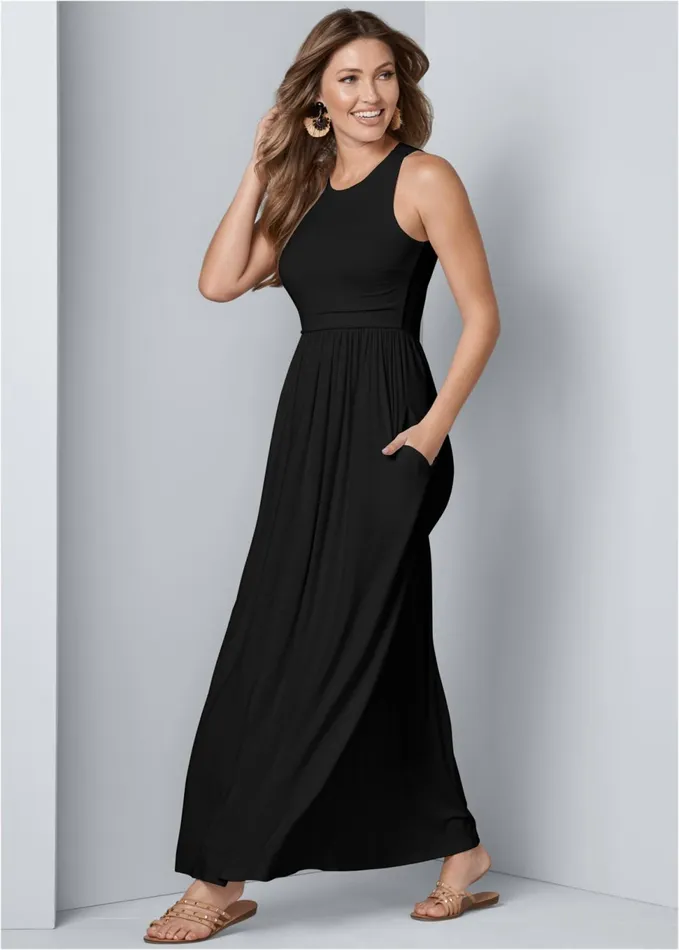 MAXI DRESS WITH POCKETS Black Women VENUS Casual Dresses