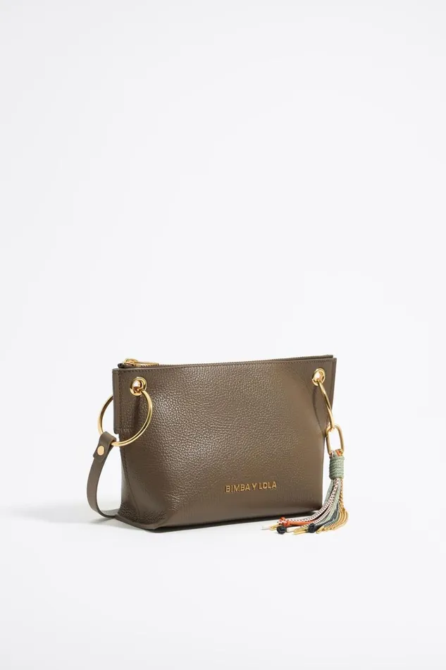Medium Dark Taupe Leather Trapezium Bag Dark Taupe Women Bimba Y Lola Crossbody Bags Medium Dark Taupe Leather Trapezium Bag Dark Taupe Women Bimba Y Lola Crossbody Bags