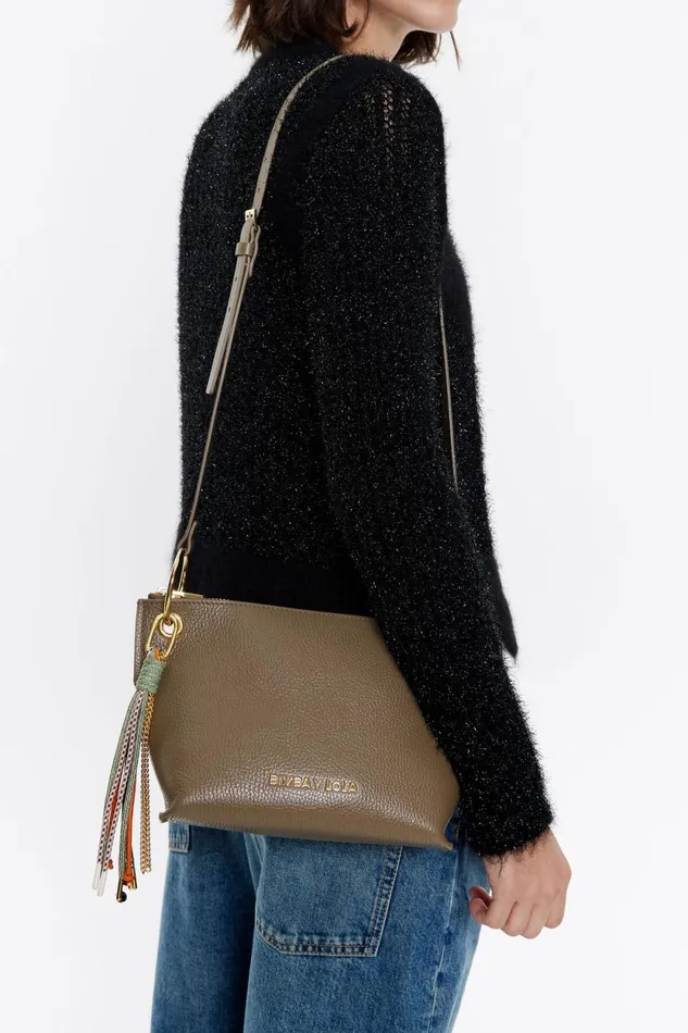 Medium Dark Taupe Leather Trapezium Bag Dark Taupe Women Bimba Y Lola Crossbody Bags Medium Dark Taupe Leather Trapezium Bag Dark Taupe Women Bimba Y Lola Crossbody Bags