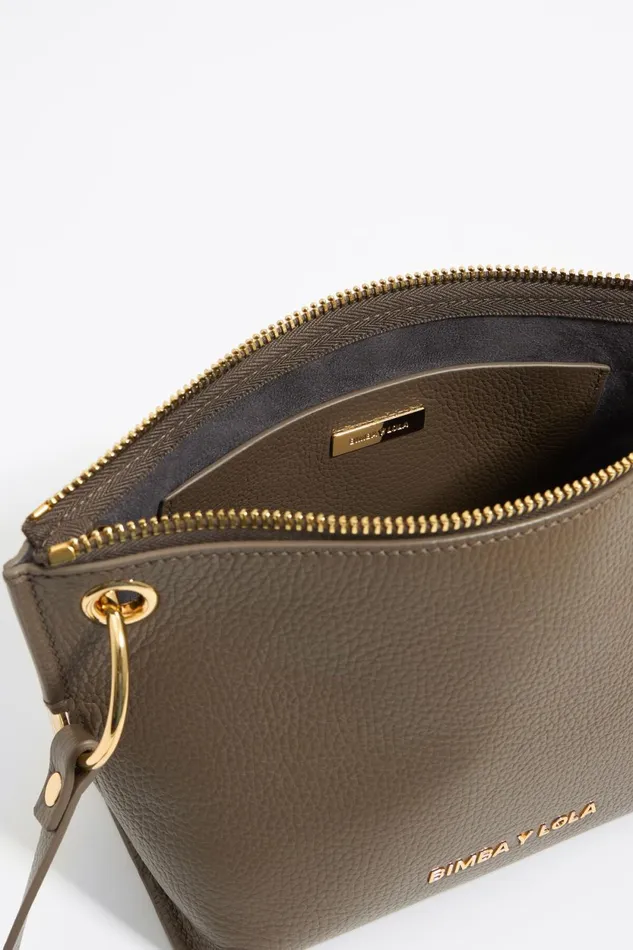 Medium Dark Taupe Leather Trapezium Bag Dark Taupe Women Bimba Y Lola Crossbody Bags Medium Dark Taupe Leather Trapezium Bag Dark Taupe Women Bimba Y Lola Crossbody Bags