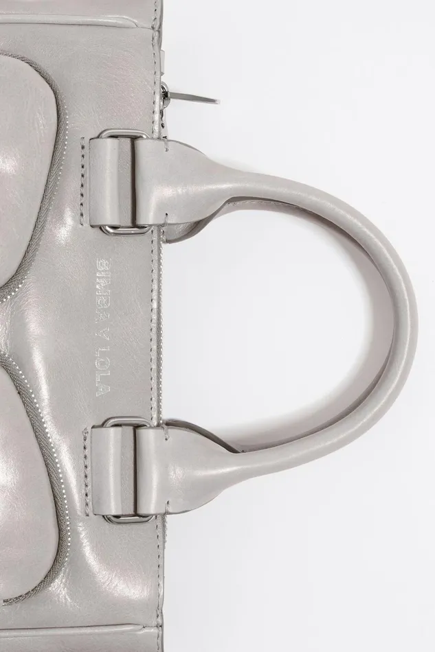 Medium Gray Leather Pocket Tote Bag Greenish Grey Women Bimba Y Lola Crossbody Bags Medium Gray Leather Pocket Tote Bag Greenish Grey Women Bimba Y Lola Crossbody Bags