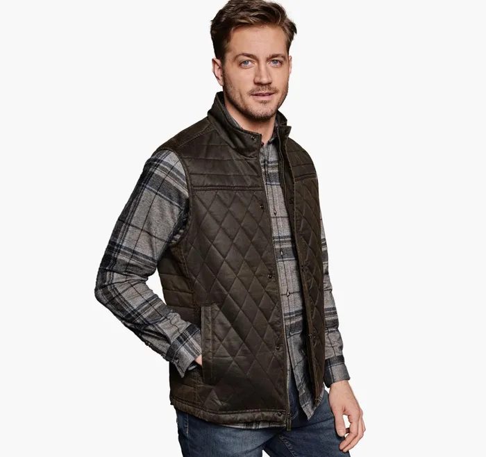 Men Antique Cotton Vest Brown JohnstonandMurphy Coats Jackets and Vests