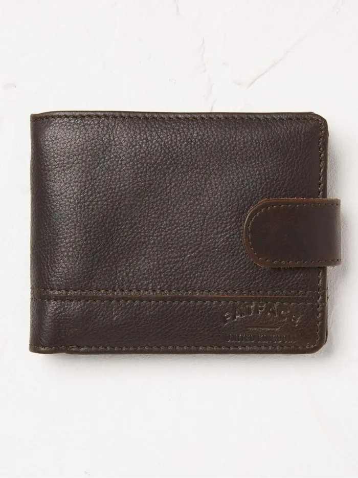 Men Bags and Wallets Fat Face Chocolate Brown Seamed Leather Wallet