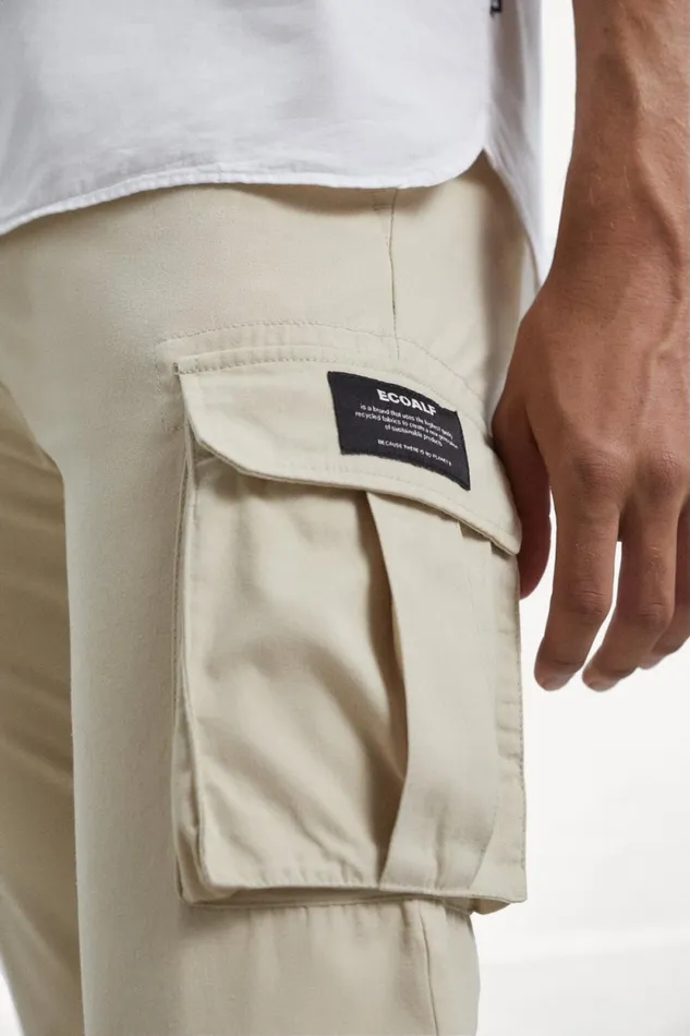 Men Beige Geri Cargo Trousers Ecoalf Trousers