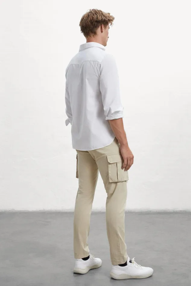 Men Beige Geri Cargo Trousers Ecoalf Trousers