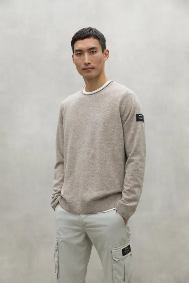 Men Beige Yulan Sweater Ecoalf Knitwear