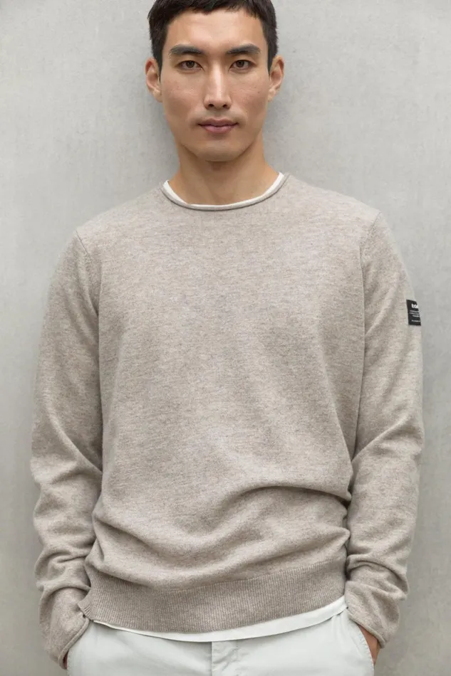Men Beige Yulan Sweater Ecoalf Knitwear