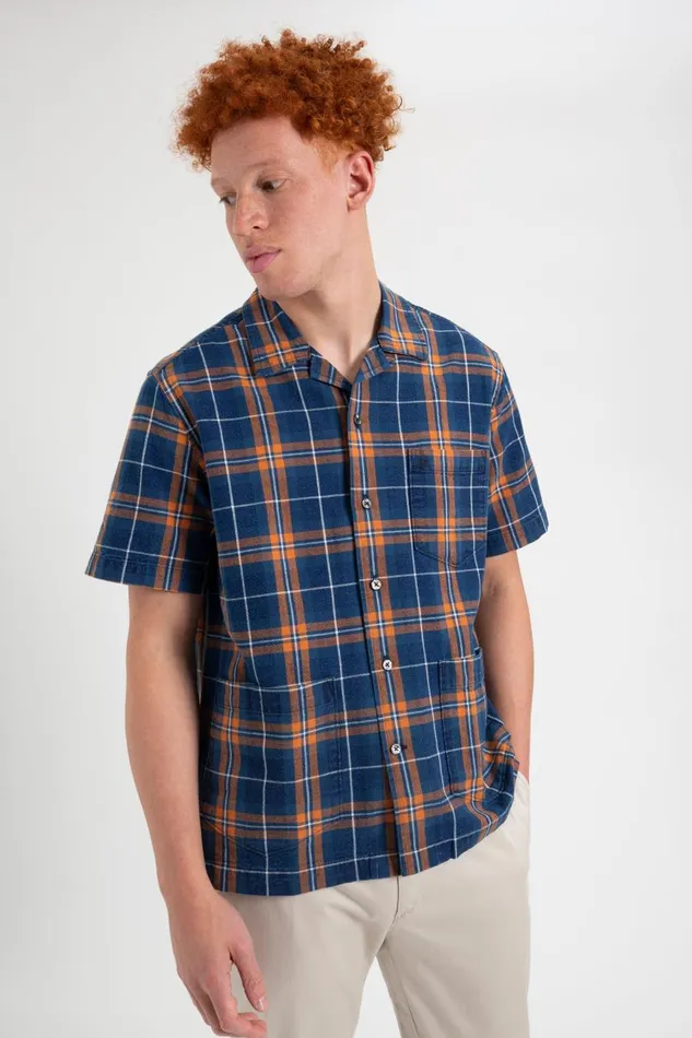 Men Ben Sherman Heritage Check Shirts Dalston Blues Summer ShortSleeve Check Camp Shirt Men Ben Sherman Heritage Check Shirts Dalston Blues Summer ShortSleeve Check Camp Shirt