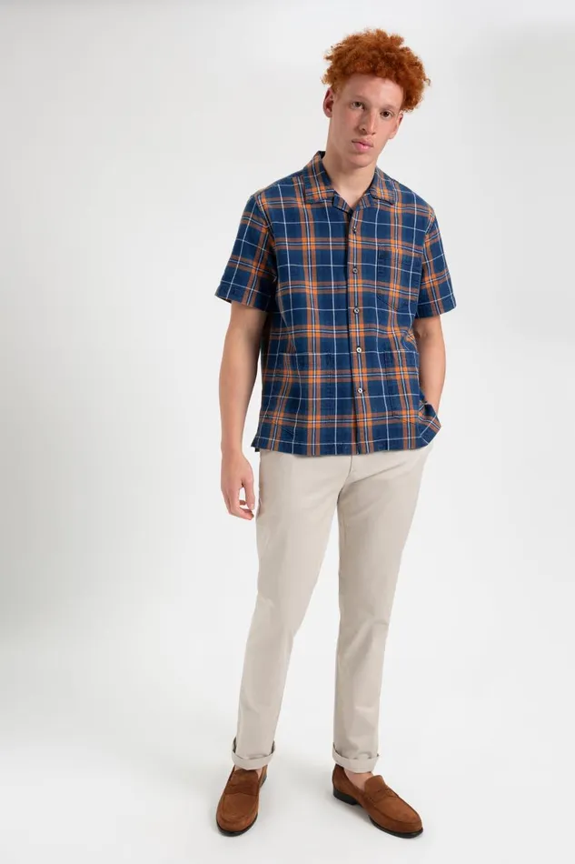 Men Ben Sherman Heritage Check Shirts Dalston Blues Summer ShortSleeve Check Camp Shirt Men Ben Sherman Heritage Check Shirts Dalston Blues Summer ShortSleeve Check Camp Shirt