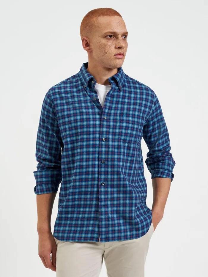Men Ben Sherman Heritage Check Shirts House Tartan Twill Shirt 8211 Navy