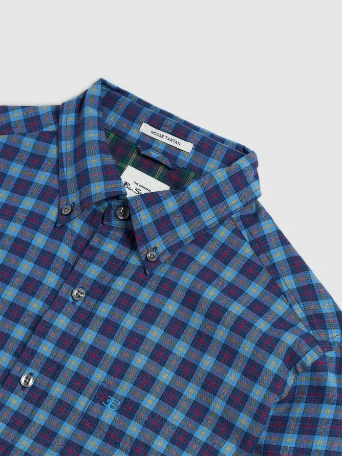 Men Ben Sherman Heritage Check Shirts House Tartan Twill Shirt 8211 Navy