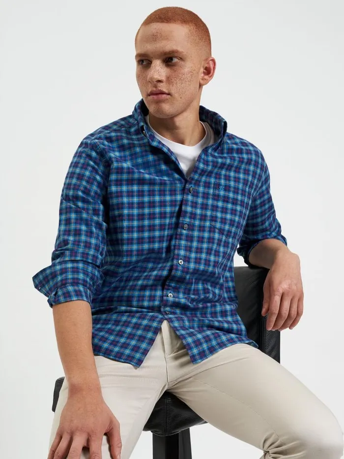 Men Ben Sherman Heritage Check Shirts House Tartan Twill Shirt 8211 Navy