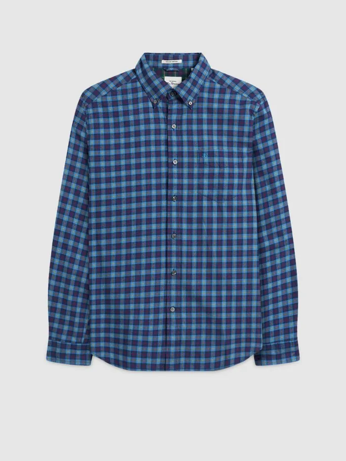 Men Ben Sherman Heritage Check Shirts House Tartan Twill Shirt 8211 Navy