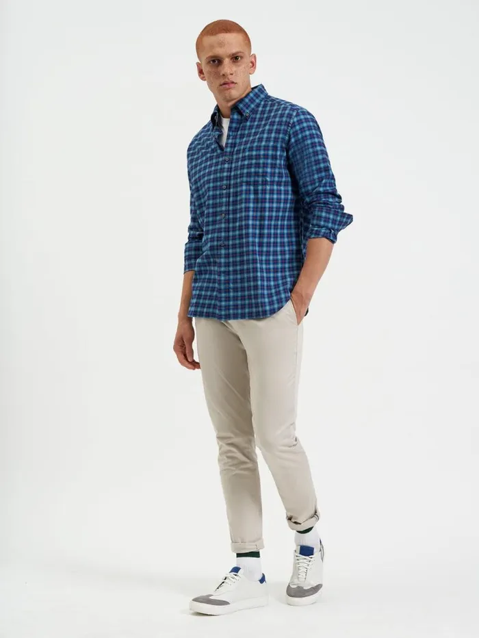 Men Ben Sherman Heritage Check Shirts House Tartan Twill Shirt 8211 Navy