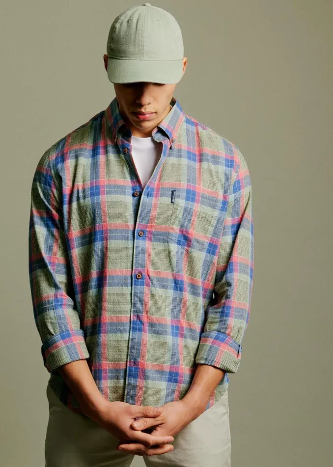 Men Ben Sherman Heritage Check Shirts Pastel Check Seersucker LongSleeve Shirt Men Ben Sherman Heritage Check Shirts Pastel Check Seersucker LongSleeve Shirt