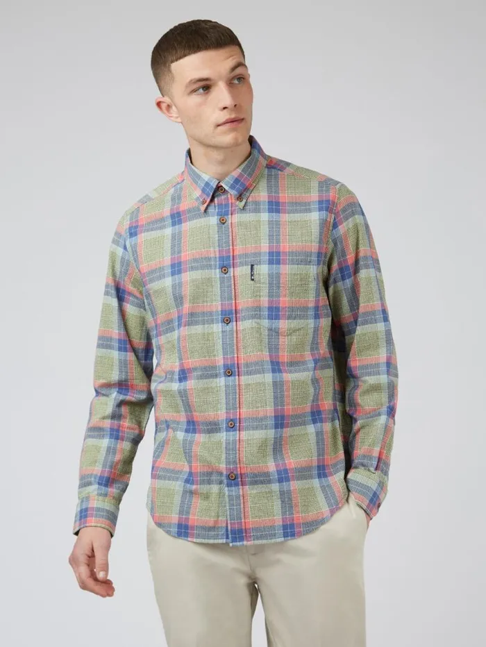 Men Ben Sherman Heritage Check Shirts Pastel Check Seersucker LongSleeve Shirt Men Ben Sherman Heritage Check Shirts Pastel Check Seersucker LongSleeve Shirt