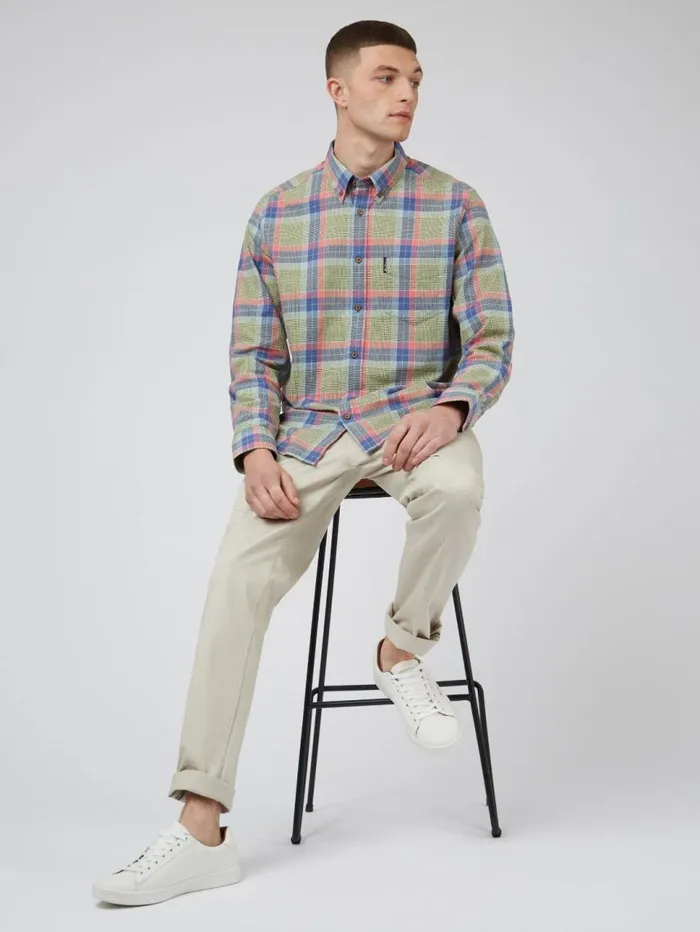 Men Ben Sherman Heritage Check Shirts Pastel Check Seersucker LongSleeve Shirt Men Ben Sherman Heritage Check Shirts Pastel Check Seersucker LongSleeve Shirt